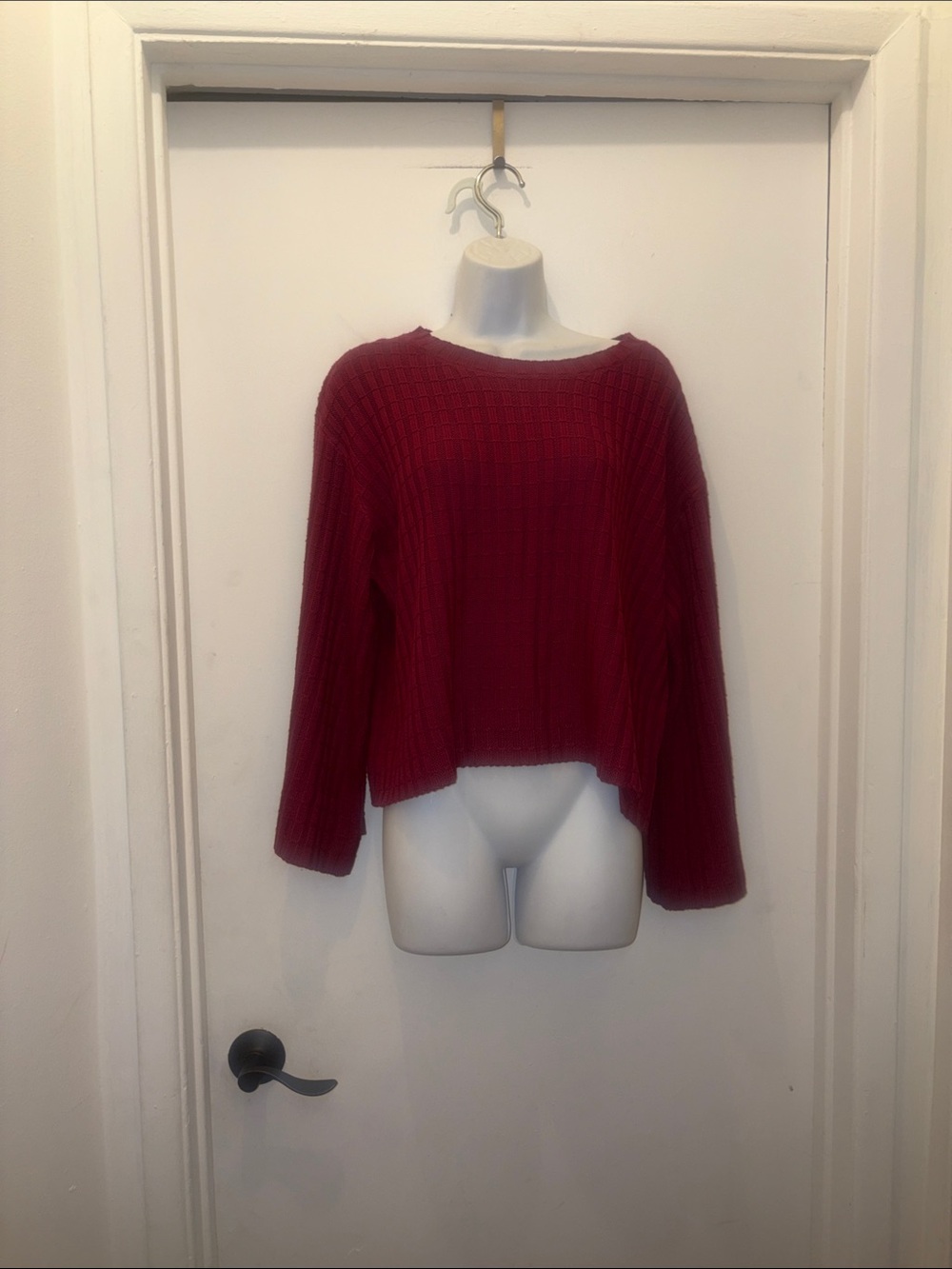 Women's Ribbed Crew Neck Sweater oversized in Deep Red M